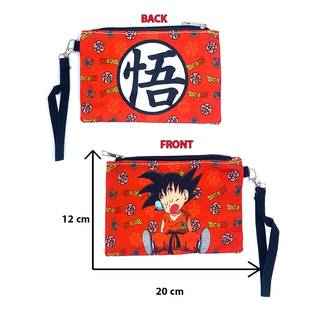 Cute Goku Printed Zippered Pouch with Wrist strap