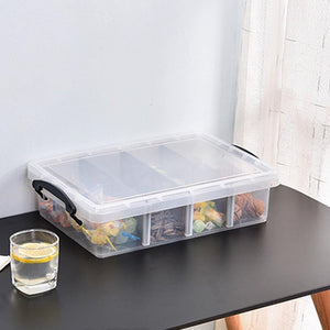 صندوق تخزين شفاف مع 4 فواصل