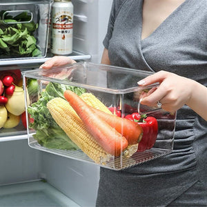 صندوق منظم للثلاجة شفاف قابل للتكديس