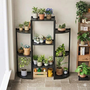 حامل نباتات من الفولاذ والبلاستيك مع 9 رفوف