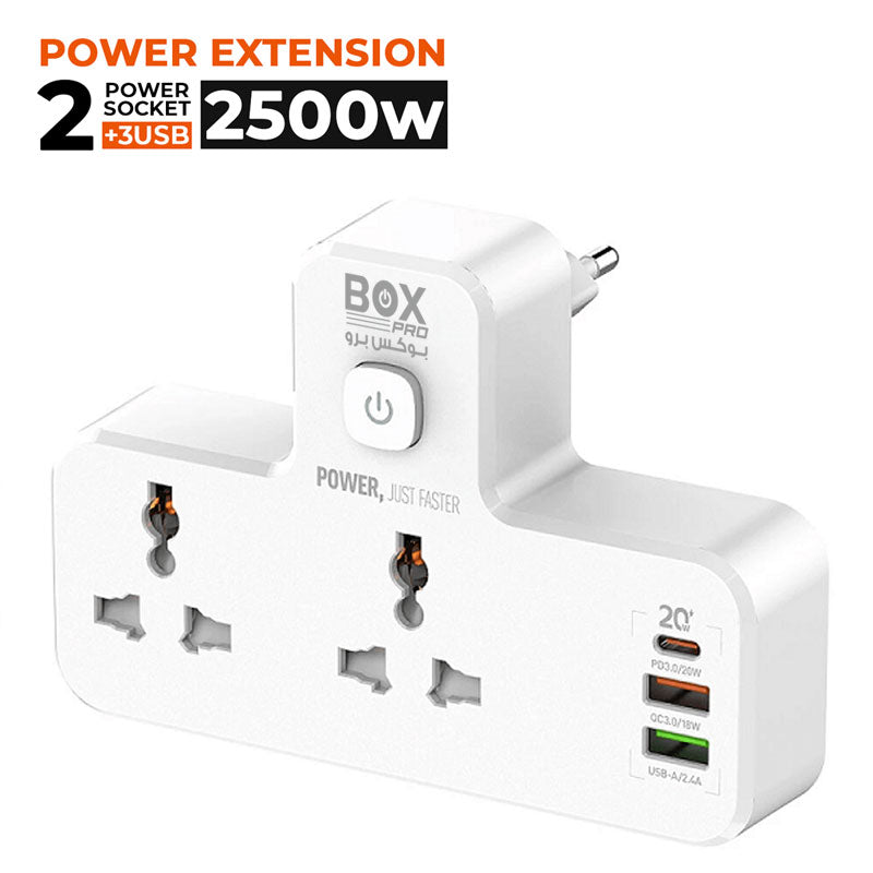 BoxPro BS3304 / 20W 3-Port USB Charger Extension Power Strip