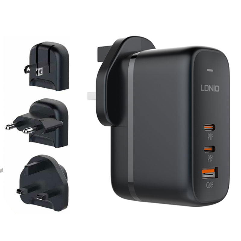LDNIO Q366 / 65W GaN شاحن جدار سريع للسفر 3 منافذ