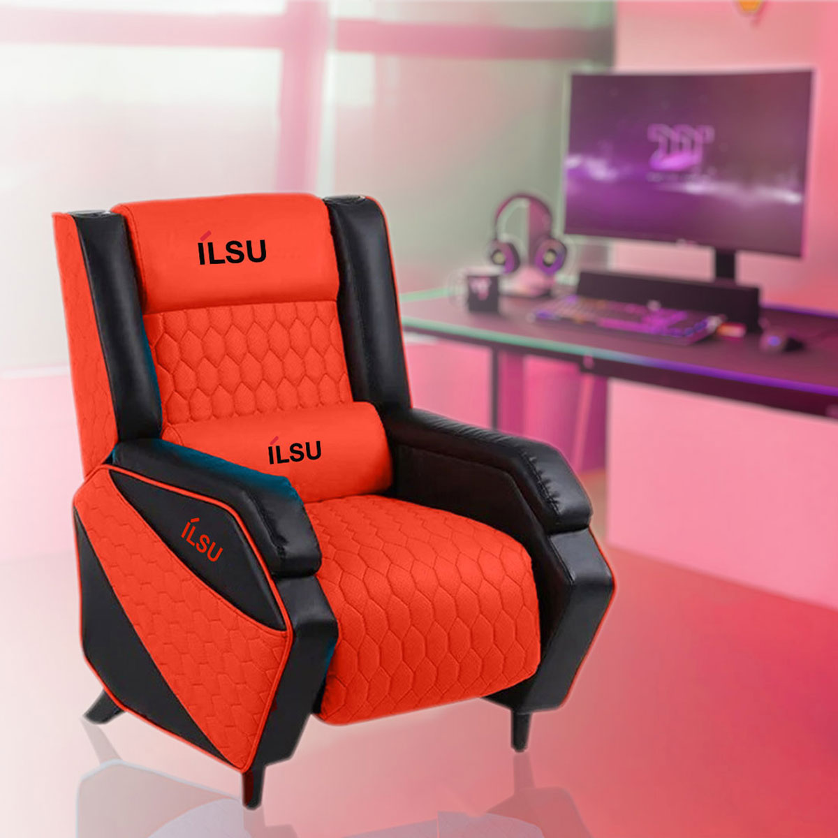 ILSU Knight كرسي أريكة كرسي للألعاب - أسود، أحمر