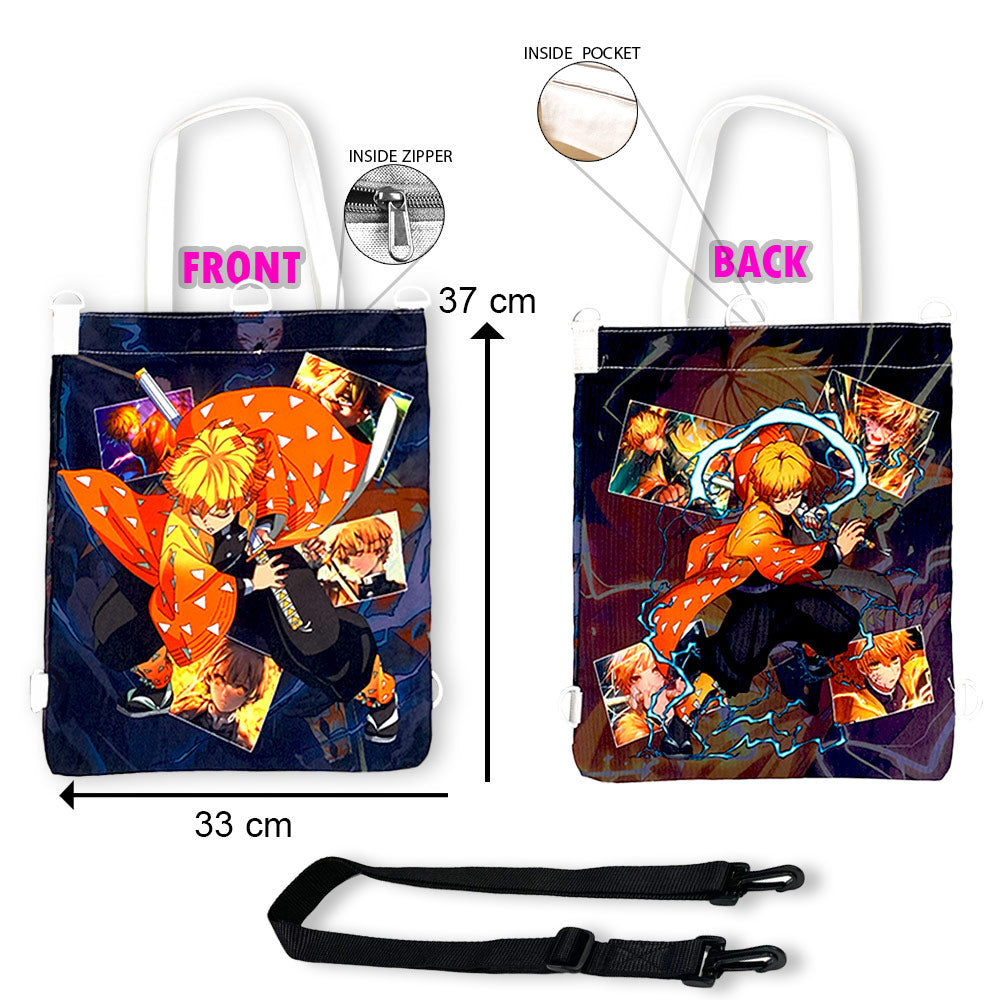 Demon Slayer: Zenitsu Printed Multipurpose Canvas Tote Bag