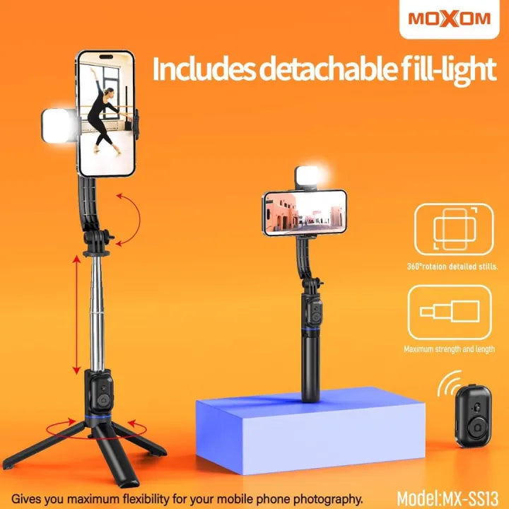 عصا حامل ثلاثي القوائم MOXOM MX-SS13 مع ضوء LED