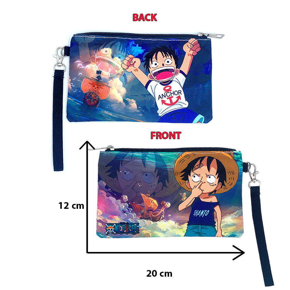 Kid Luffy Printed Zippered Pouch with Wrist strap