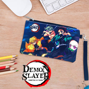 حقيبة بسحاب مطبوعة على شكل Demon Slayers مع حزام معصم