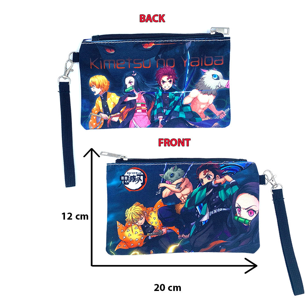 Demon Slayers Printed Zippered Pouch with Wrist strap