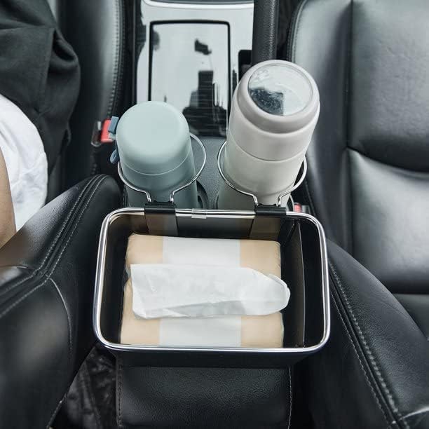 Car Armrest Paper Towel Coffee Cup Drink Holder Box (Black)