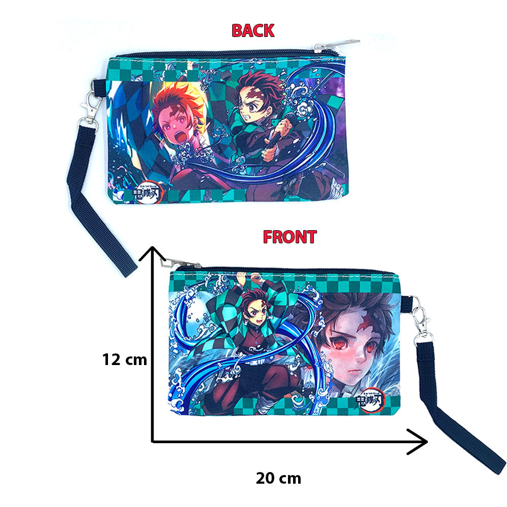 Demon Slayer Tanjirou Printed Zippered Pouch with Wrist strap