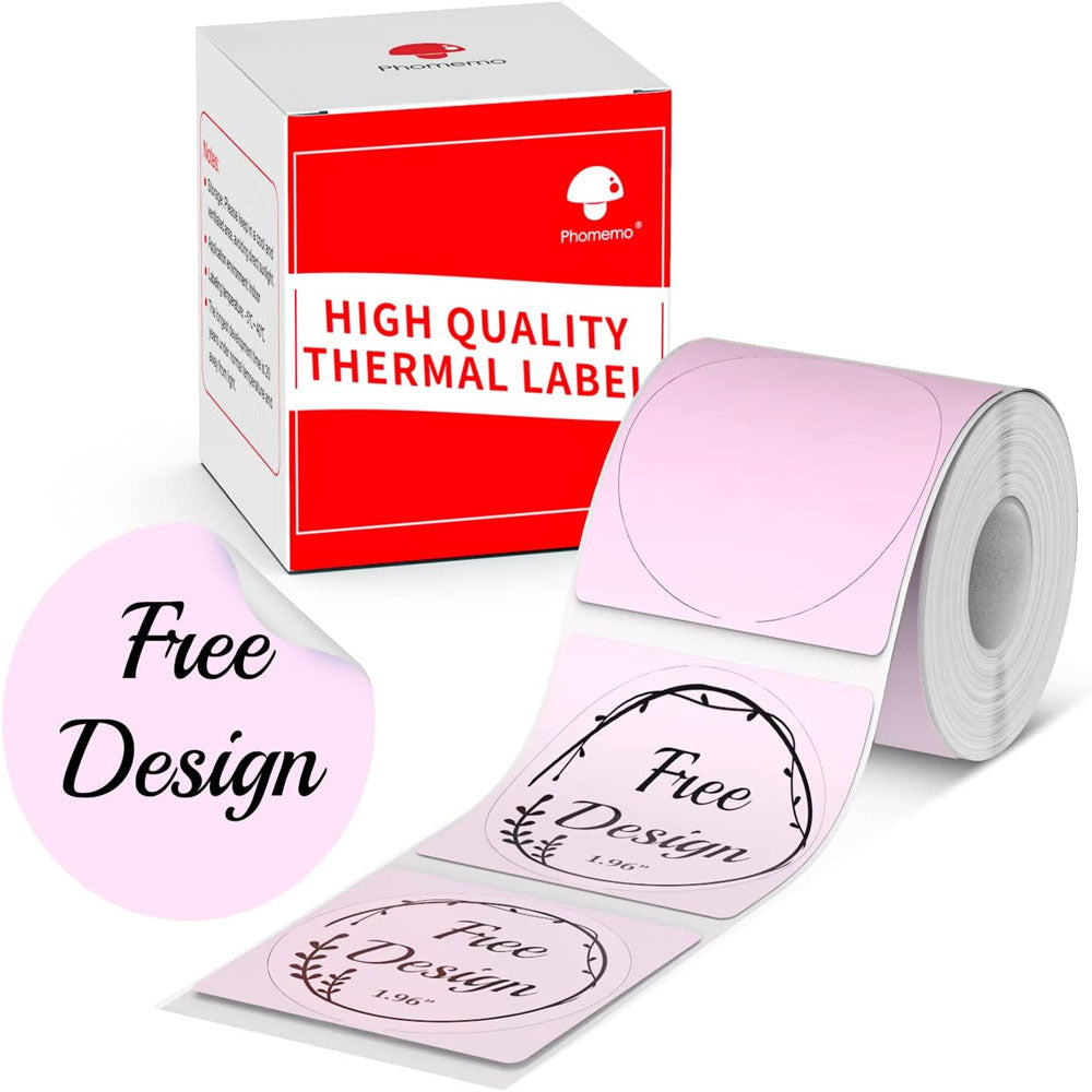 Phomemo Printer Labels 50x50mm/140Pcs Round/Pink