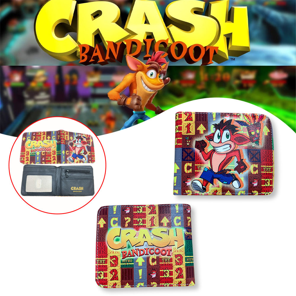 محفظة من جلد البولي يوريثان مطبوعة بطبعة Crash Bandicoot