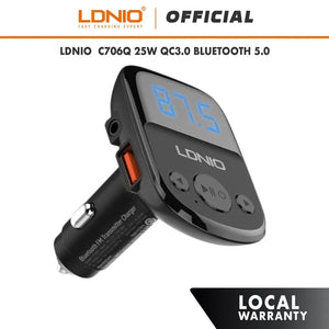 LDNIO C706Q جهاز إرسال FM بلوتوث وشاحن USB مزدوج