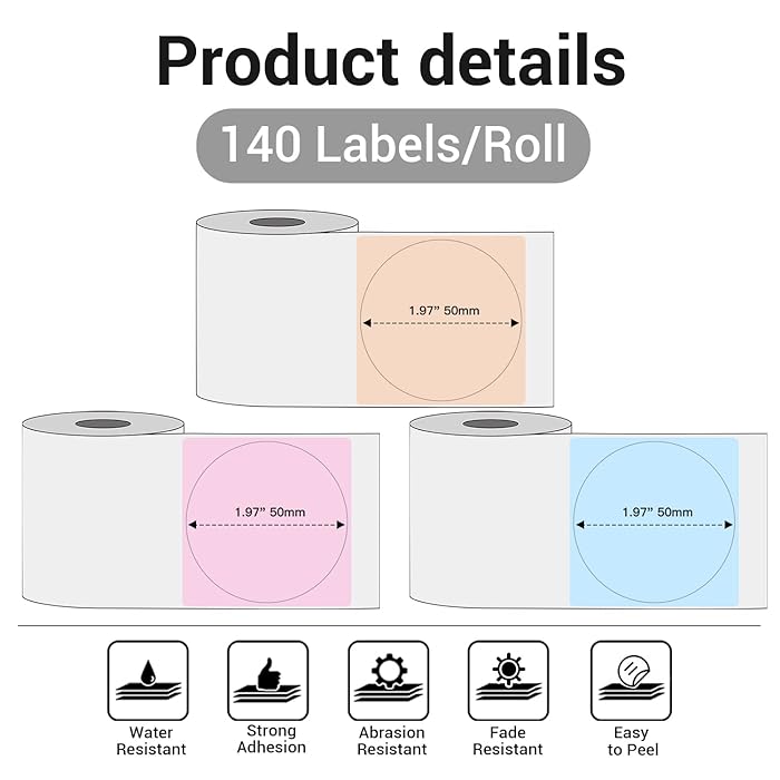 Phomemo Printer Labels 50x50mm/140Pcs-Round/Green