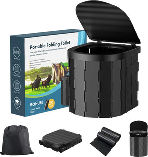 مرحاض تخييم والسيارة قابل للطي مع 12 كيس