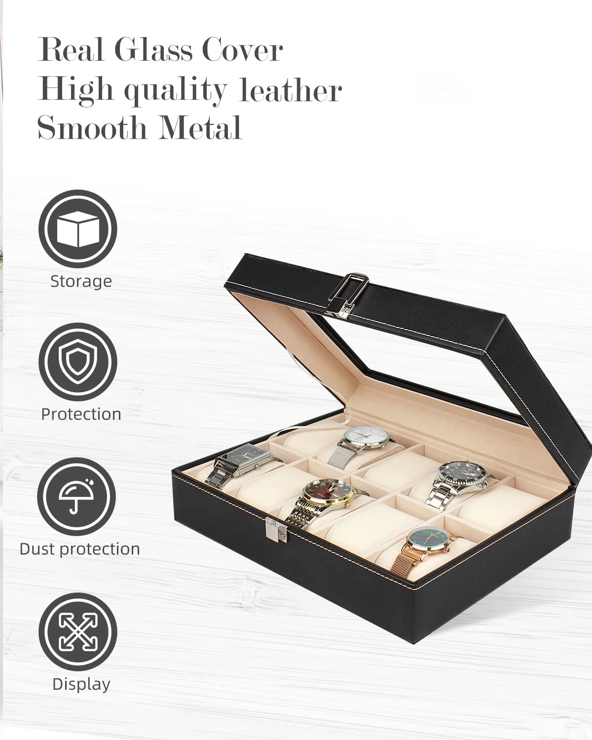 10 Slot Watch Box PU Leather