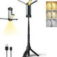 مصباح LED ثلاثي للعمل والتخييم والرحلات قابل للشحن مع حامل