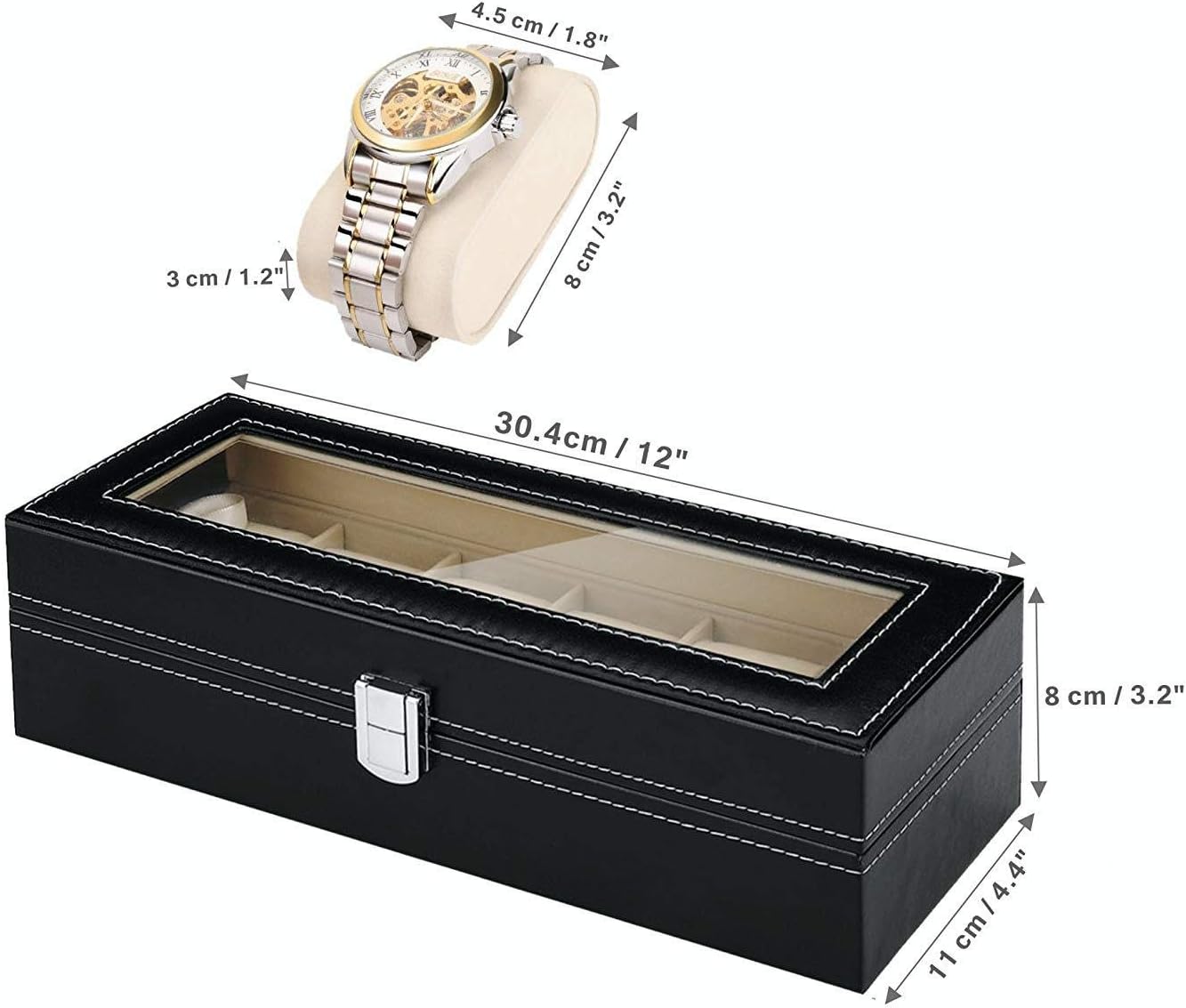 6 Slot Watch Box PU Leather