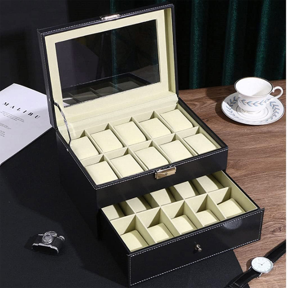 Double layer watch box, 20 compartments