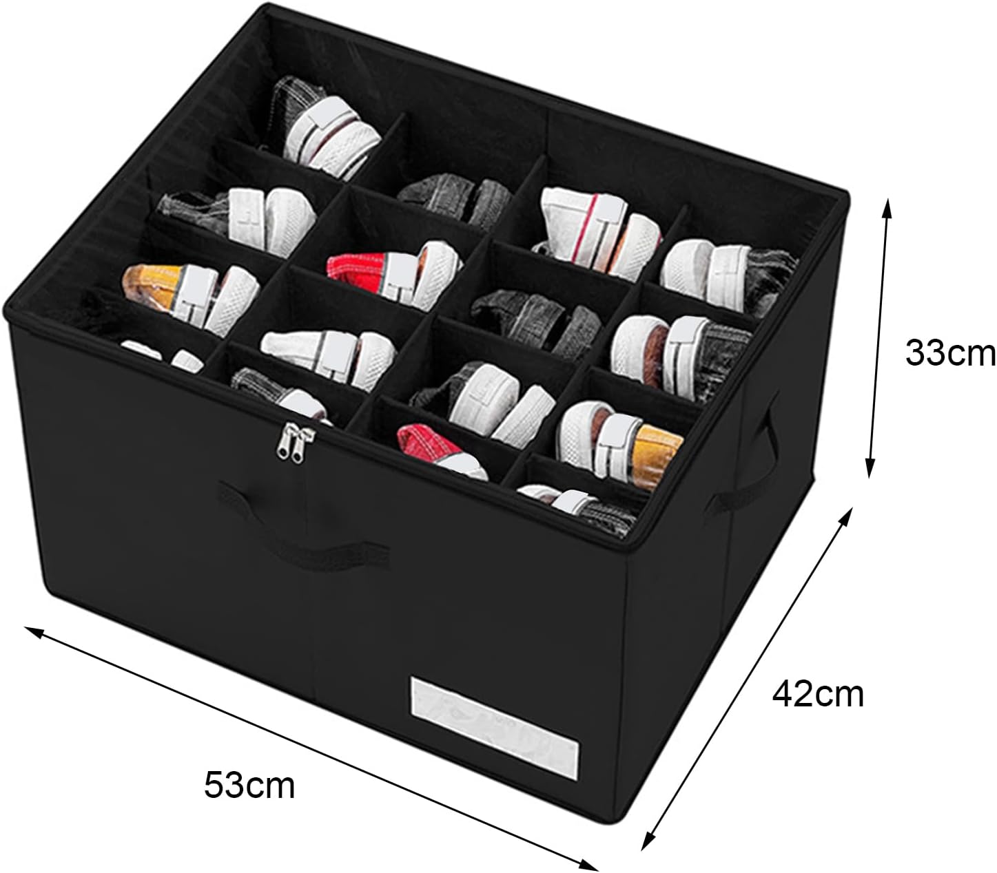 منظم أحذية من القماش مع غطاء شفاف، 16 فتحة