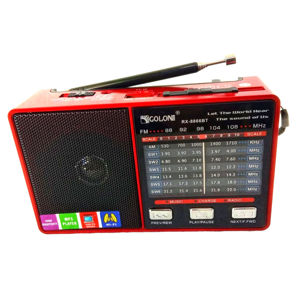 Golon RX-8866BT Portable Radio (FM-AM-SW) MP3 - Flashlight