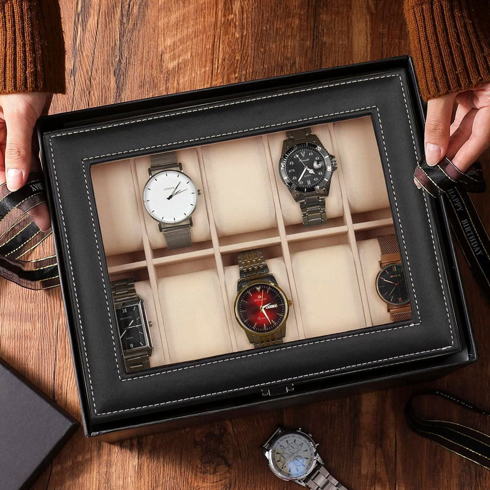 10 Slot Watch Box PU Leather