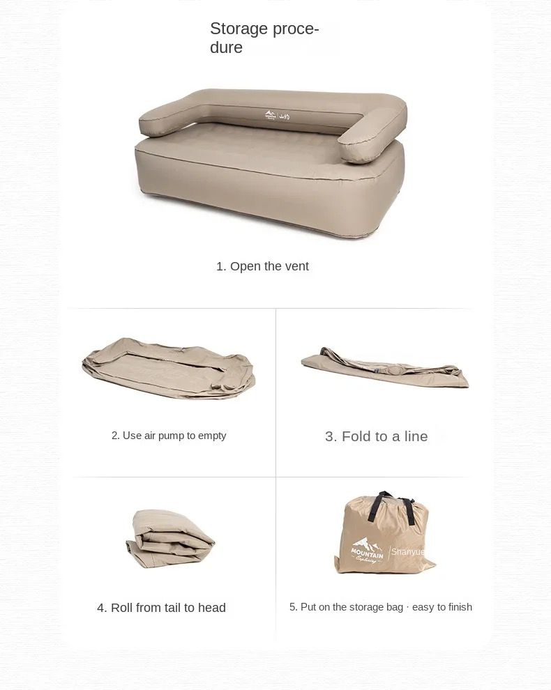 Double inflatable portable sofa