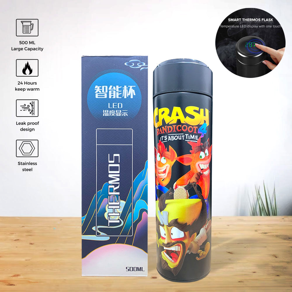 Crash Bandicoot 4 LED Smart Thermos Water Bottle 500ML