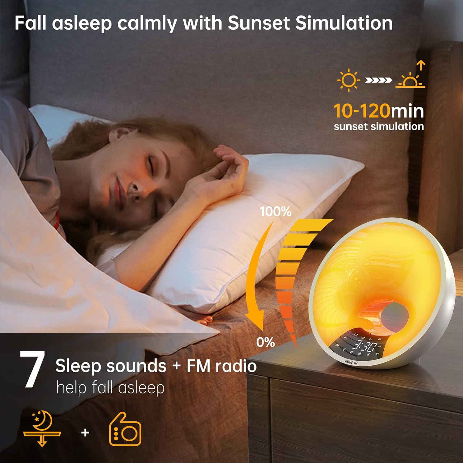 EDUP IN Light Alarm Clock and Bluetooth Speaker