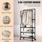 Clothes rack on wheels with 3 layers