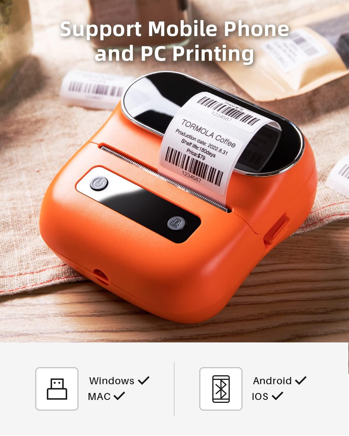 Phomemo M220 Printer Label Maker 3 Inch / Orange
