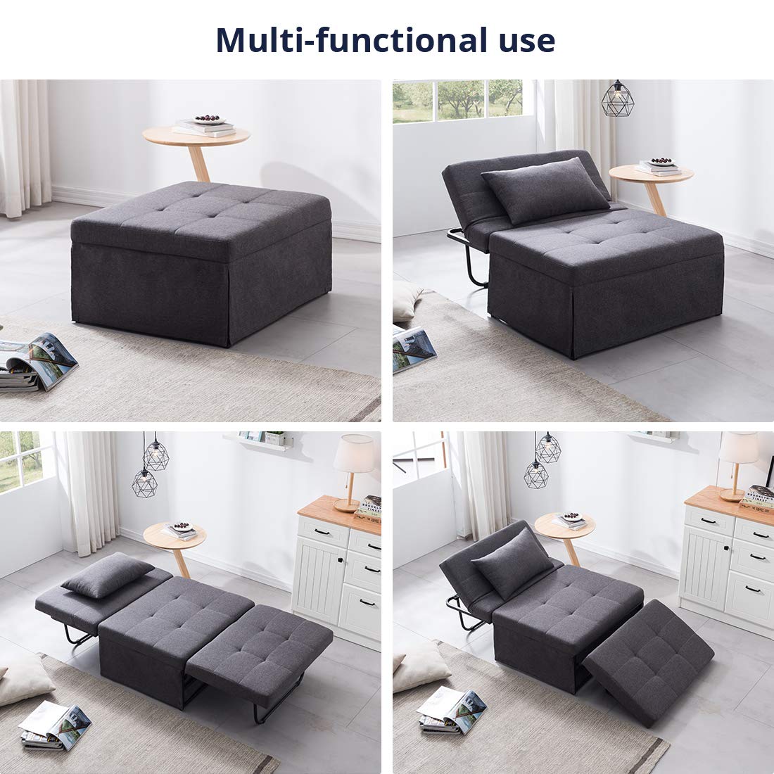 أريكة سرير عثمانية قابلة للتحويل متعددة الوظائف 4 في 1