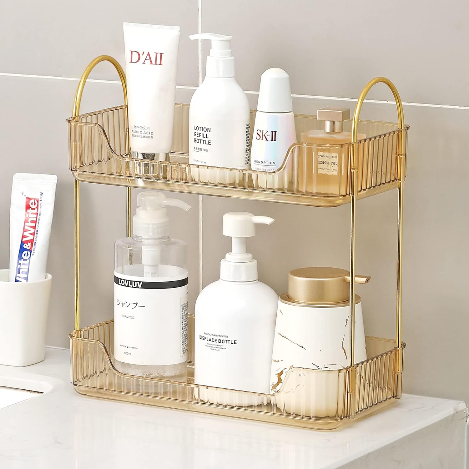 2 Layers Clear Acrylic Cosmetics Shelving