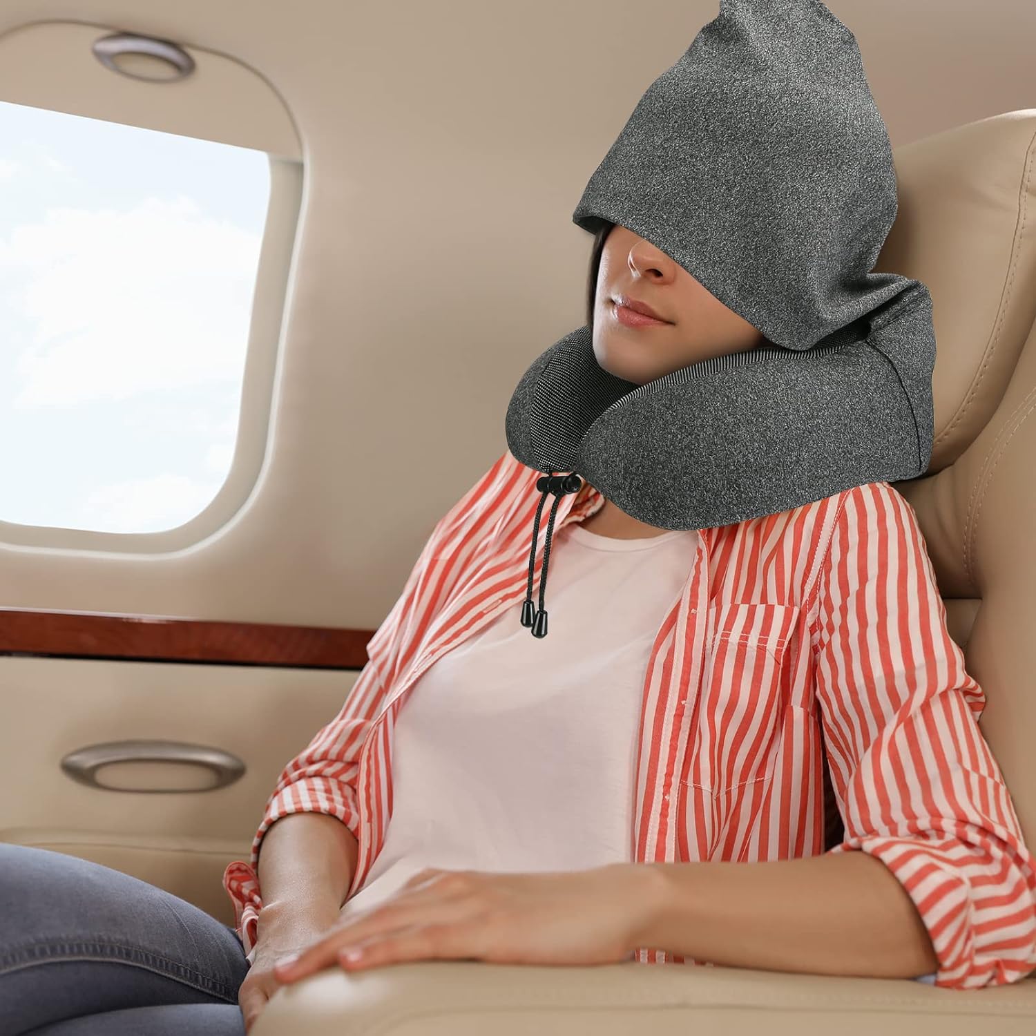 Travel Neck Pillow With Hood