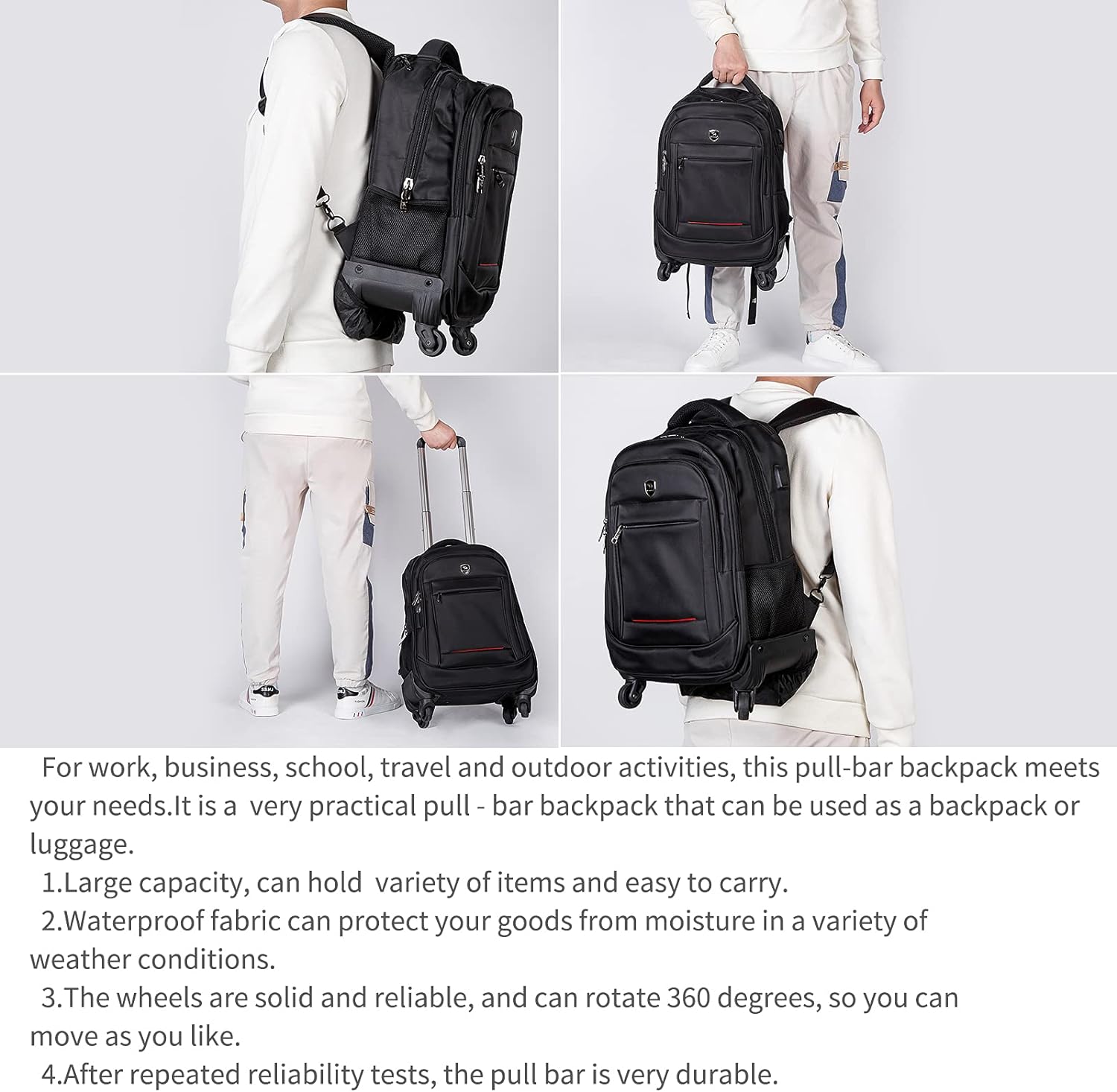 360 degree rotatable waterproof backpack