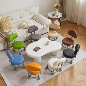 كرسي دوار منخفض مع عجلات دوارة 360 درجة