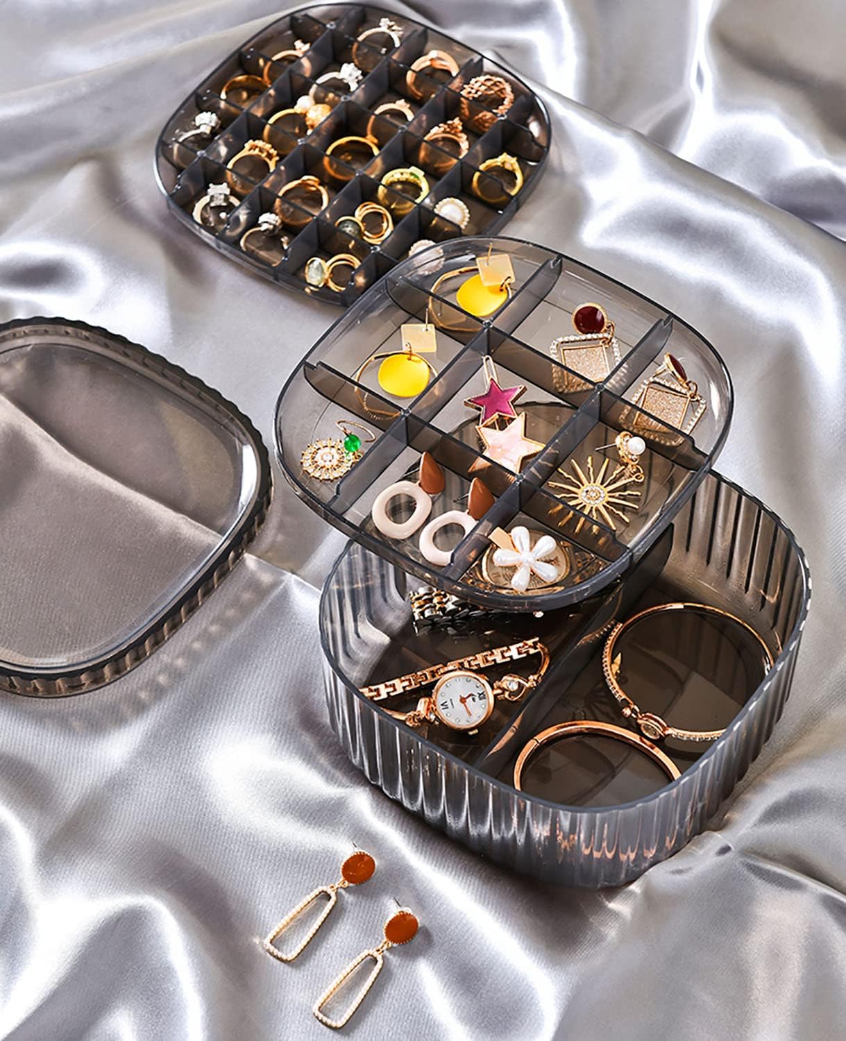 صندوق تخزين مجوهرات متعدد الطبقات