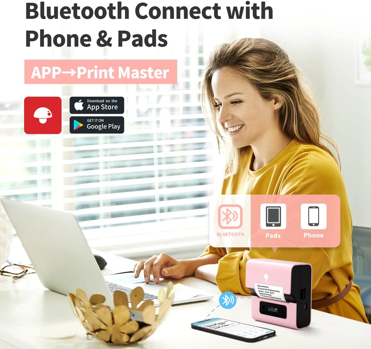 Phomemo M221 Bluetooth thermal label printer/Black&Pink