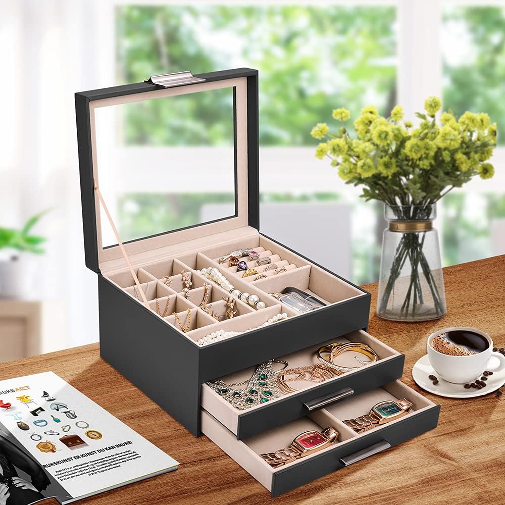 3-Layer Jewelry Box with Glass Lid