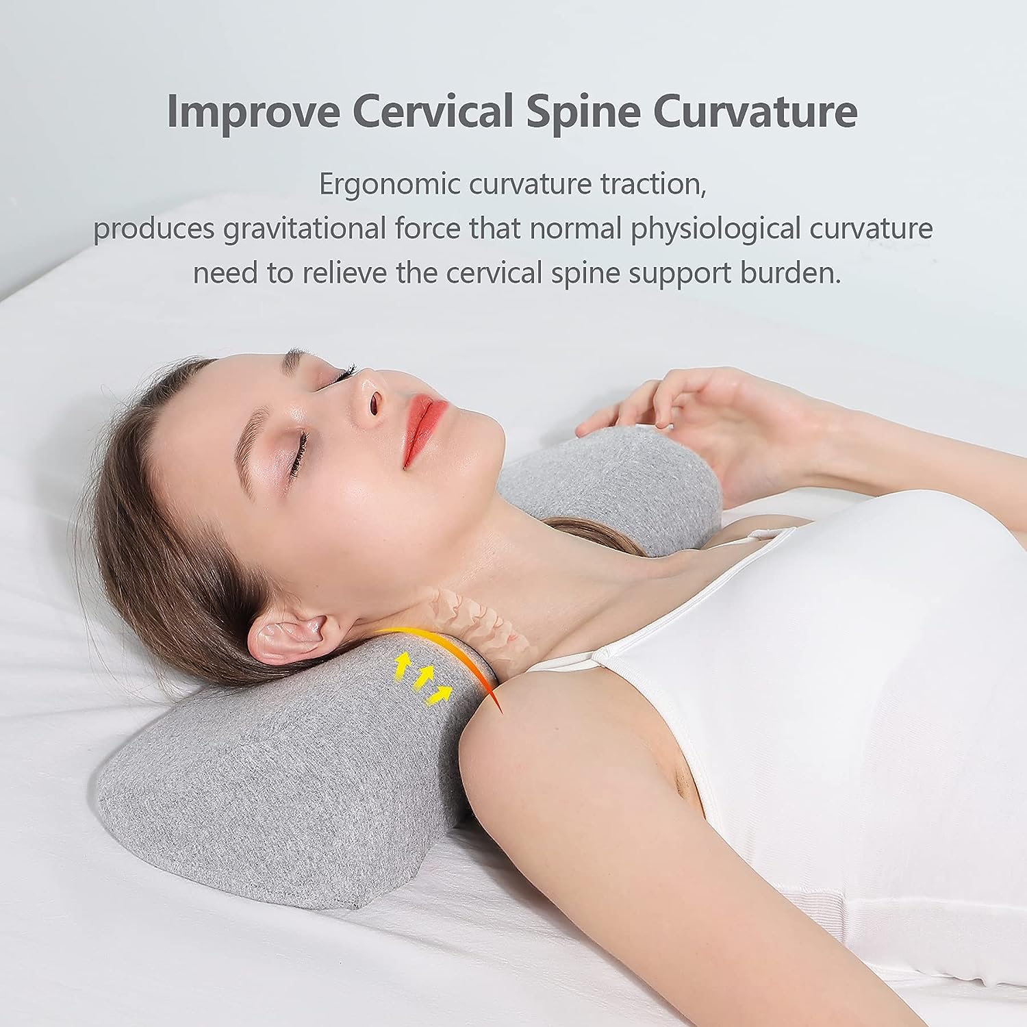 Cervical Neck Pillows for Pain Relief Sleeping (Light Grey)