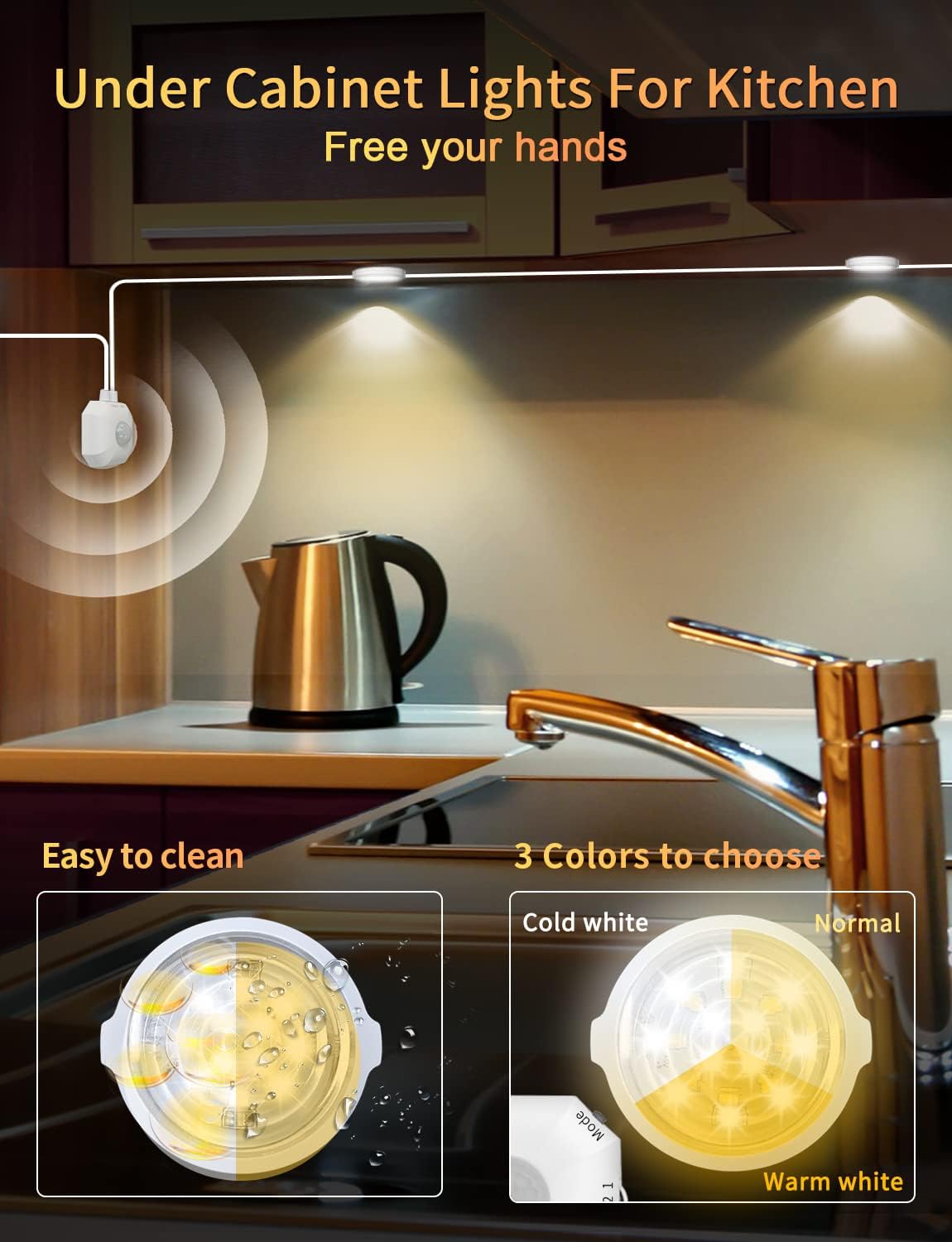 Motion sensor cabinet and kitchen light, 6 pieces