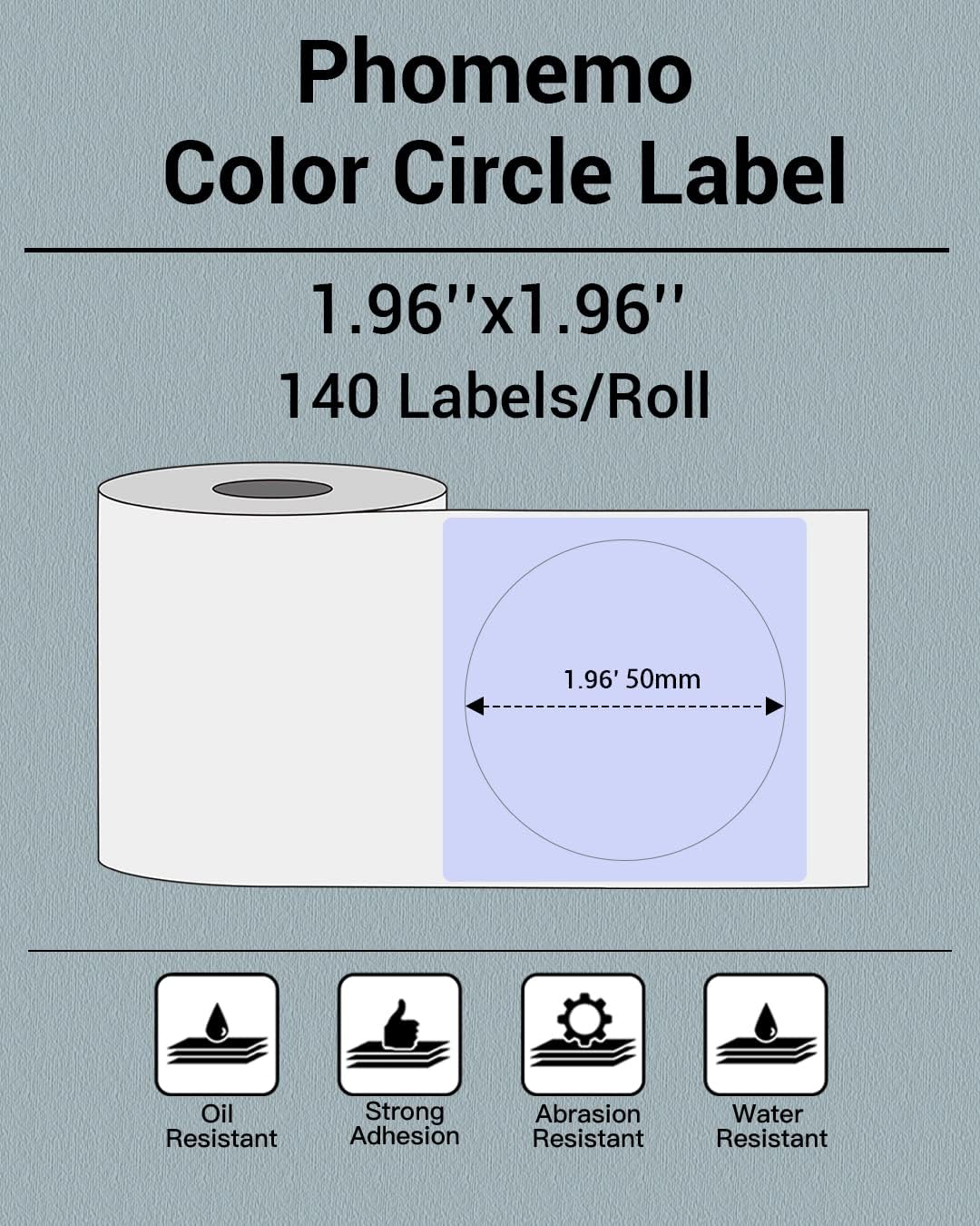 Phomemo Printer Labels 50x50mm/140Pcs Round/Purple