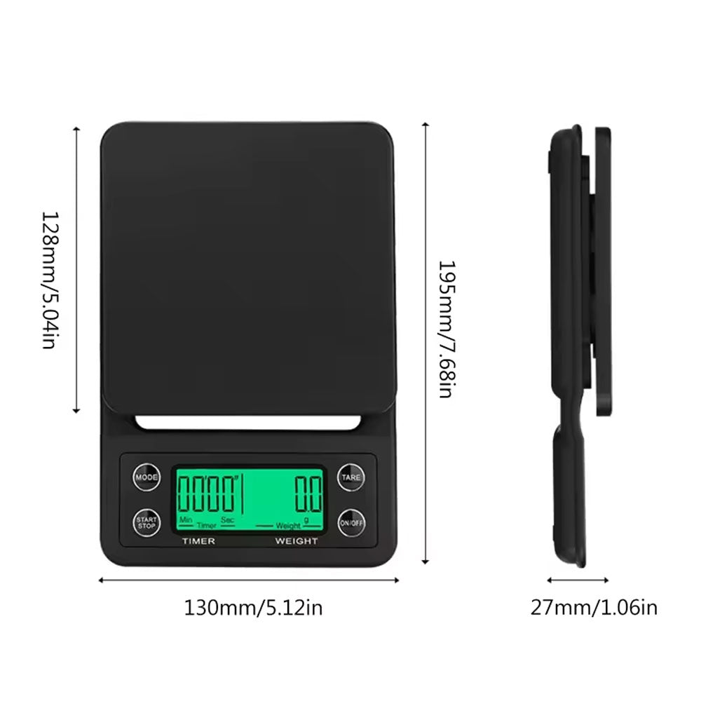 ميزان القهوة والمطبخ الرقمي مع مؤقت / حمولة حتى 3 كيلو