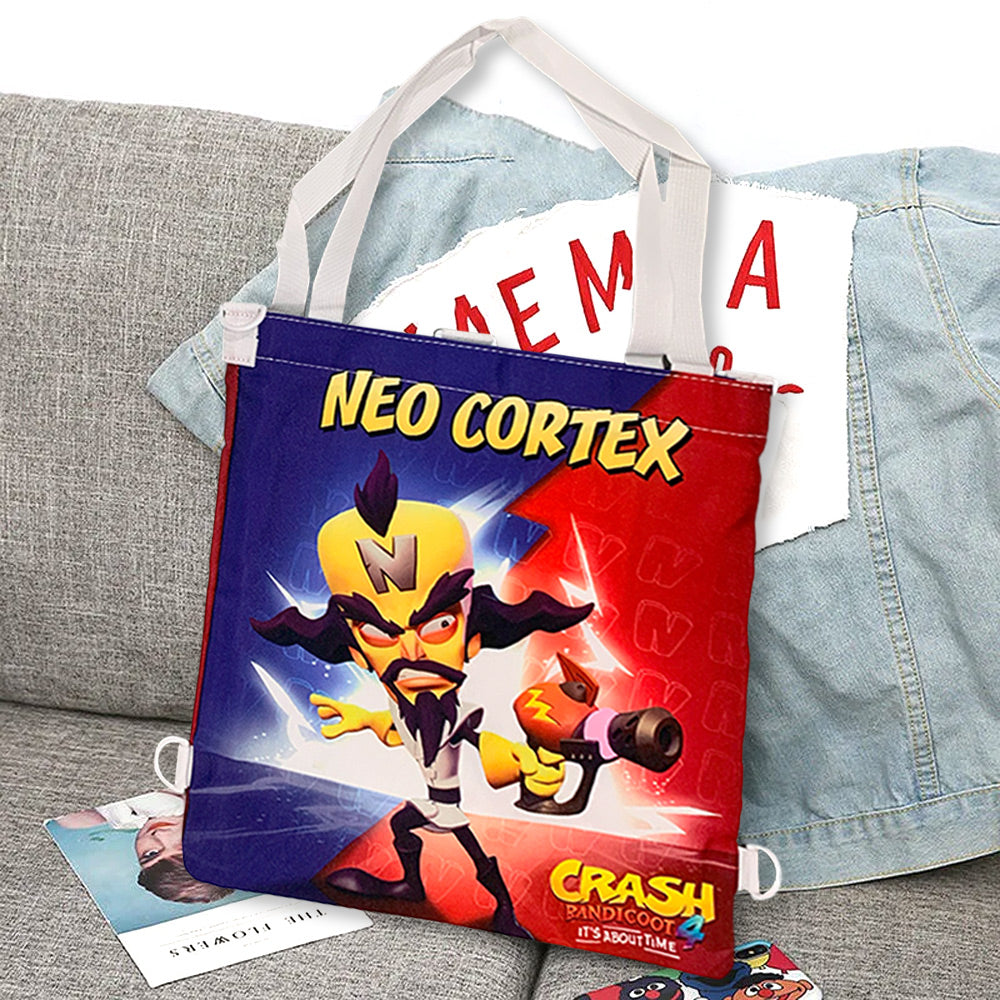 Crash and Neo Cortex Bandicoot 4 Printed Multipurpose Canvas Tote Bag