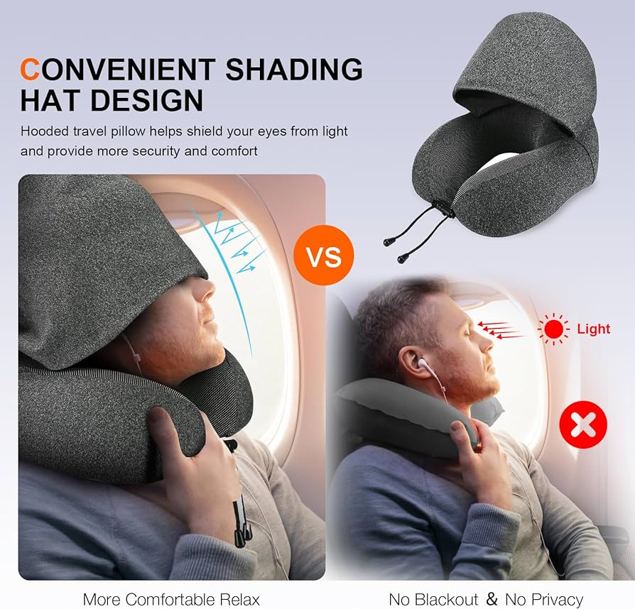 Travel Neck Pillow With Hood