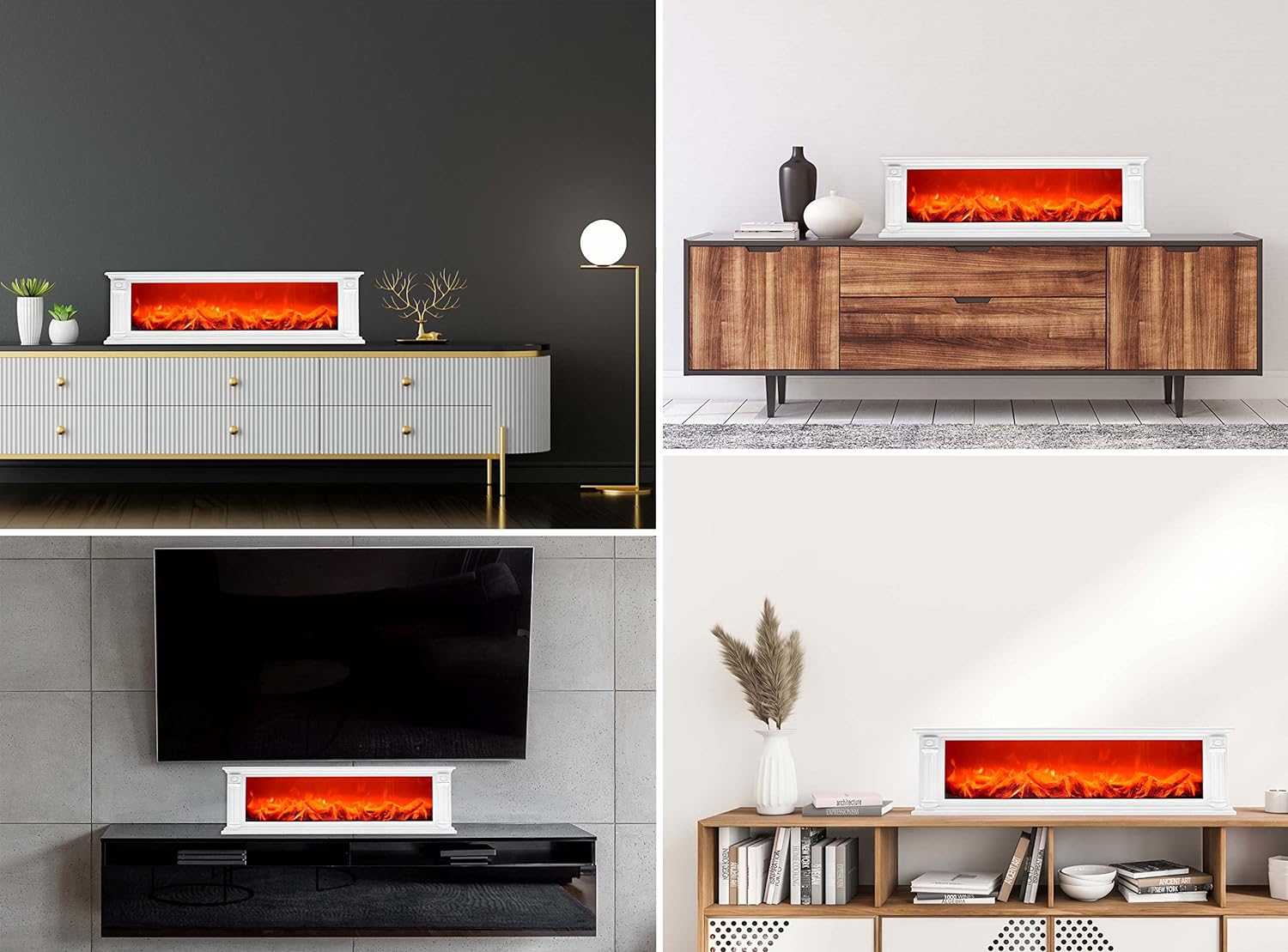 Lighting in the form of a wood-burning fireplace
