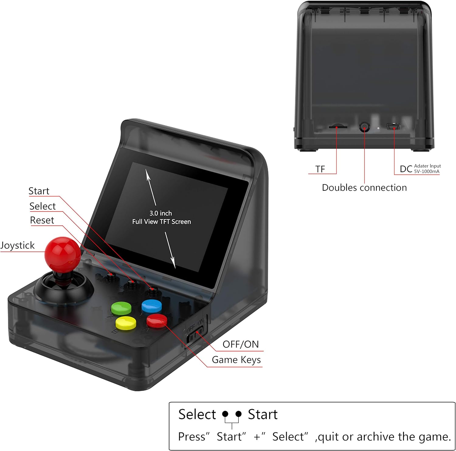Mini Game Console 512 Games (Black)