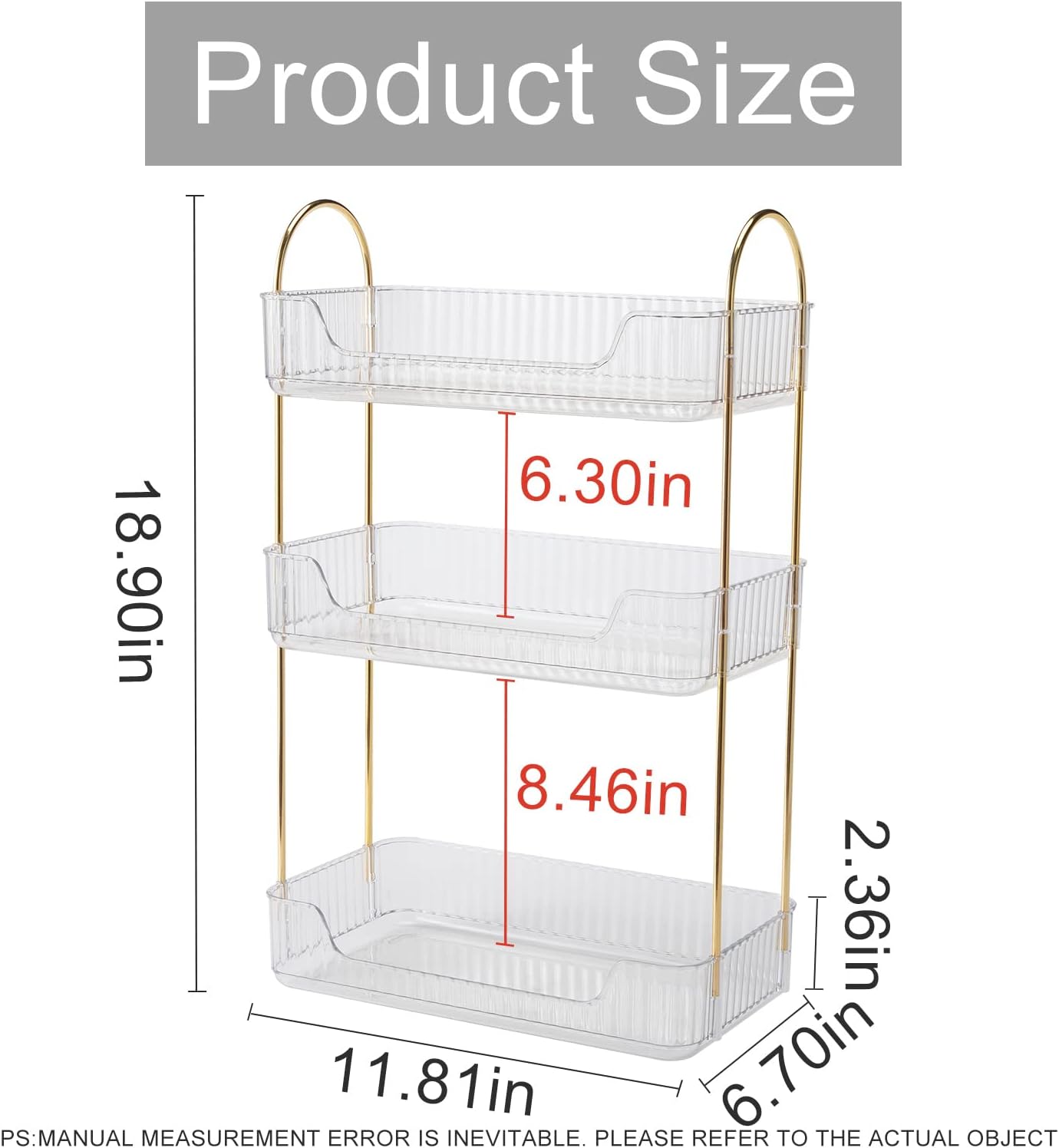 3 Layers Clear Acrylic Cosmetics Shelving