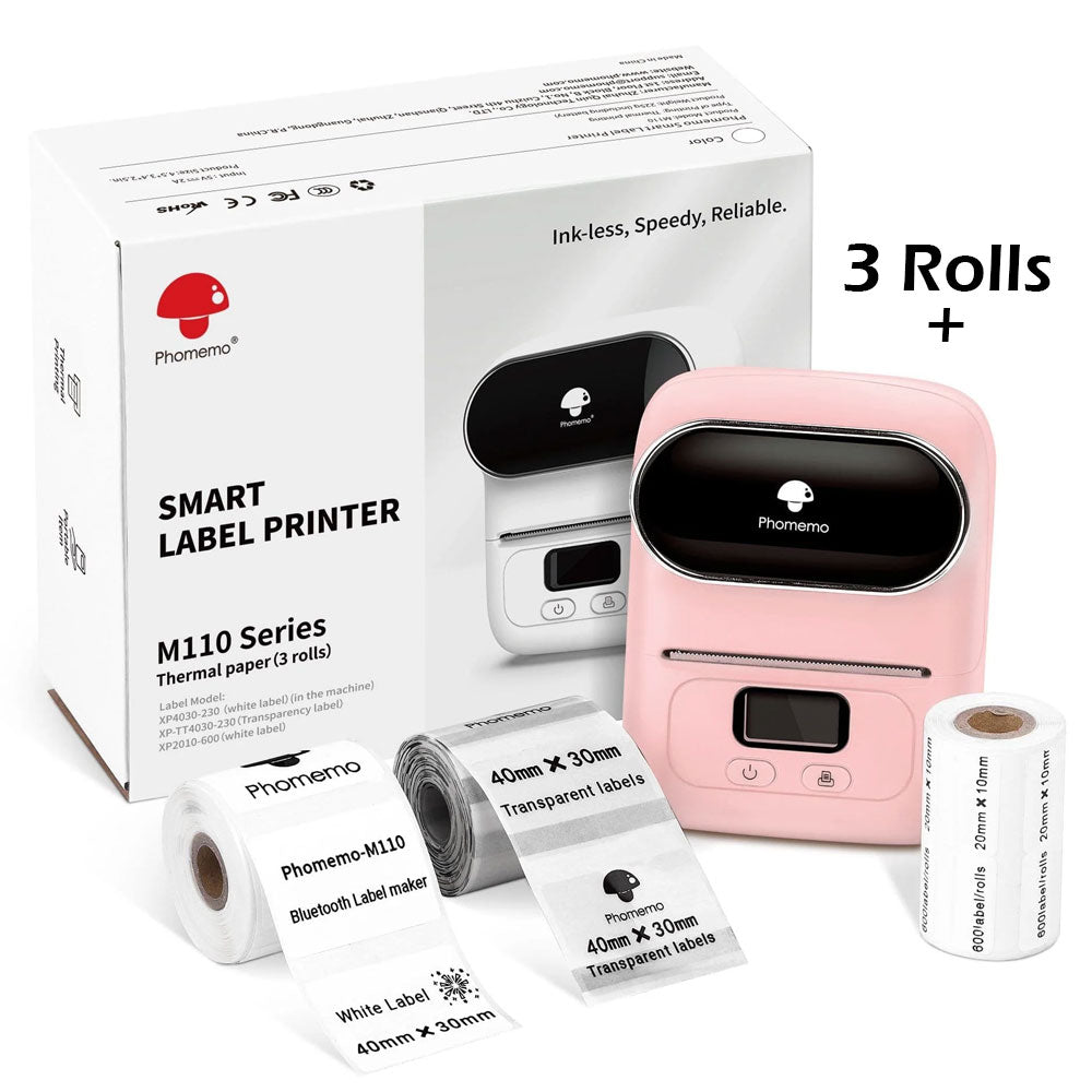 Phomemo M110 Bluetooth Label Printer With 3Rolls / Pink