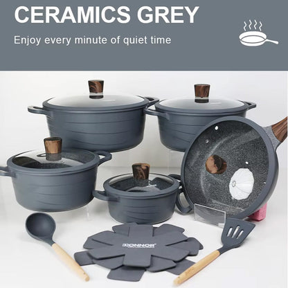 15 قطعة من أواني الطبخ المصنوعة من الألومنيوم